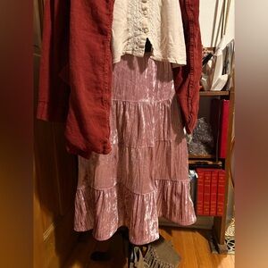 Vintage My Michelle velvet Blush Pink rose tiered skirt size medium
